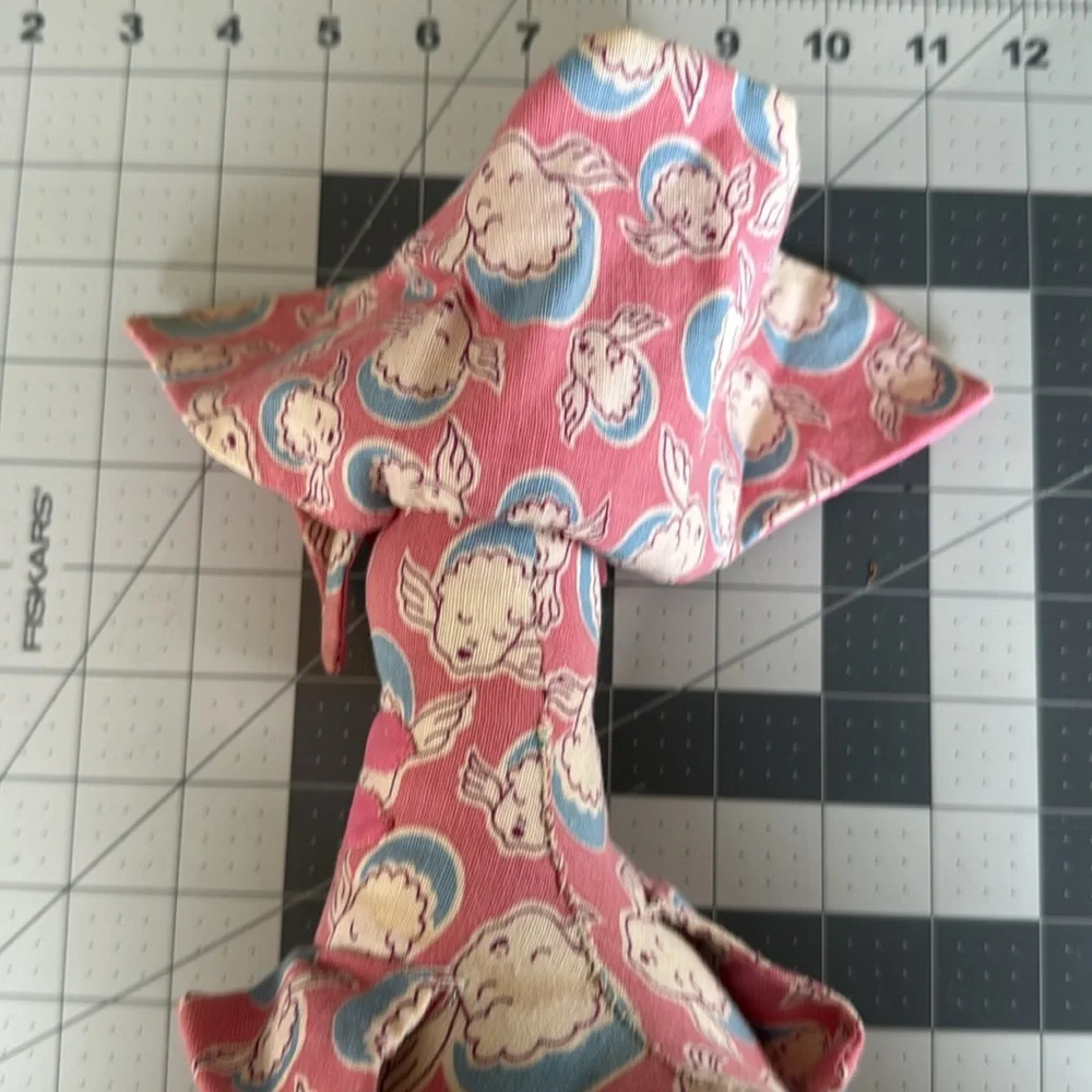 Vintage Handmade Cloth Chicken Doll – 1940s-50s Feedsack Fabric w Sleeping Baby - Picture 8 of 13